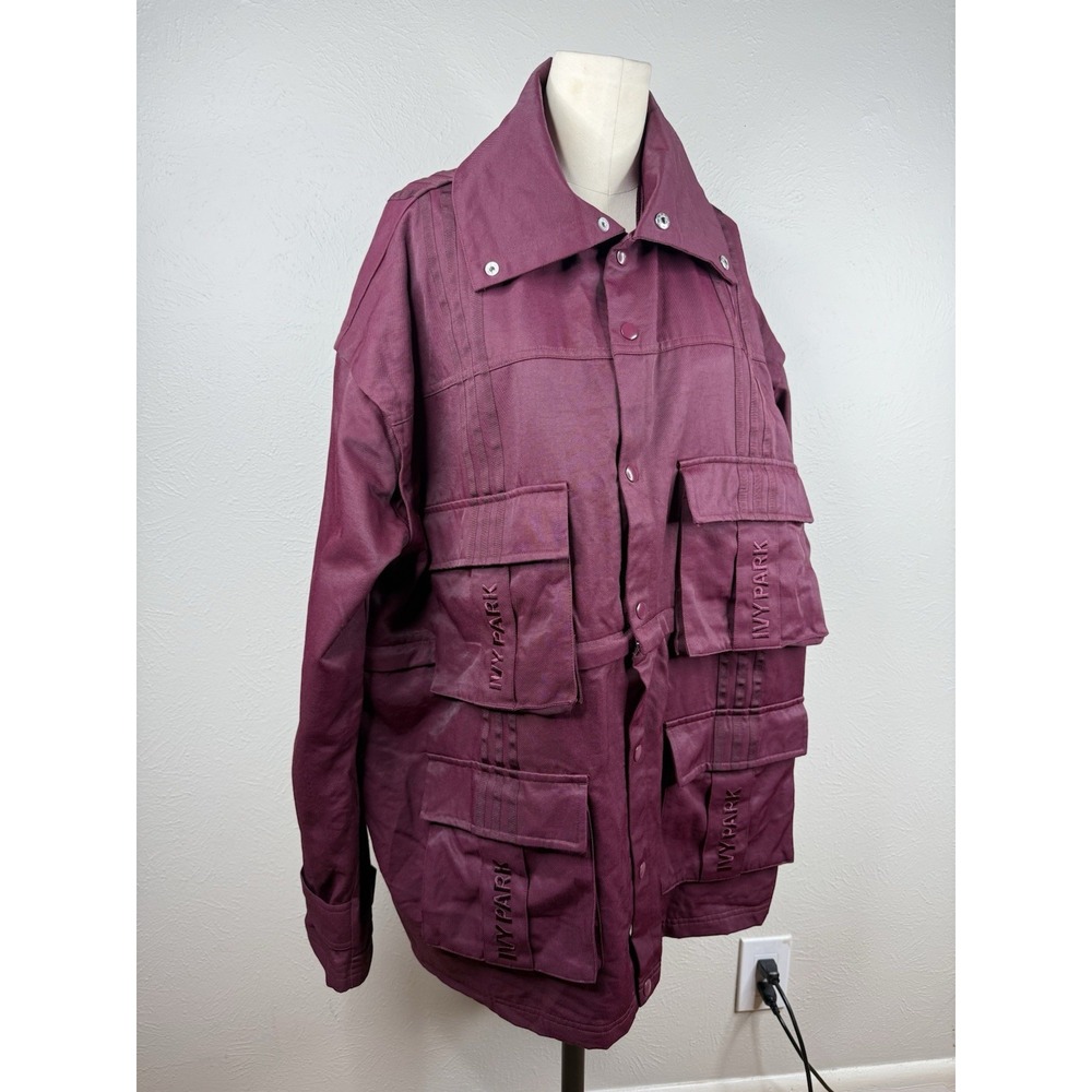 Adidas x Ivy Park Maroon Convertible Track Jacket Crop Vest Medium M Burgundy